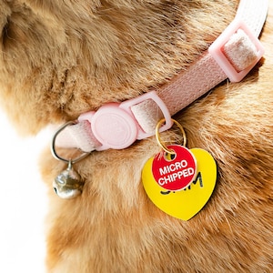 マイクロチップ付きアクリル製ペット猫犬用首輪IDタグ、犬＆猫IDネームタグ、ペット用首輪アラートタグ、薬が必要な医療用サイレント犬猫ペットIDタグ
