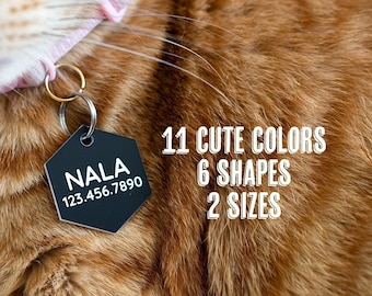 Dog Cat ID Tag, Pet Collar Name Tag, Pet Collar Alert Tag, Personalized Acrylic Silent Pet Cat Dog Tag, 11 Cute Colors, 6 Shapes, 2 Sizes