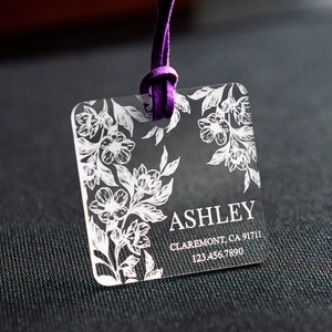 Luggage Tags Personalized, Floral Luggage Tag, Custom Address Tag, Name ID Tag, Custom Luggage Tag ID, Luggage Tags for Women, Bag Tag, Cute