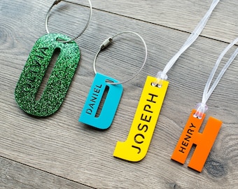 Backpack Name Tag ID & Keychain, School Lunch Bag Name Tag, Diaper Bag Tag, Initials Keychain, Custom Luggage Tag, Personalized Luggage Tags