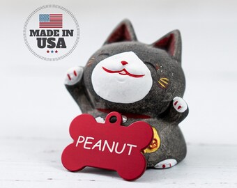 Placa de identificación personalizada para perro y gato, de metal, con grabado frontal y posterior, forma de hueso, 2 tamaños (grande y pequeño), 5 colores, con nombre y número de teléfono.