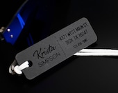 Luggage Tags Personalized Discreet Luggage Tag Large Size 3 Materials to Choose From - Matte Black, Frost, Clear
