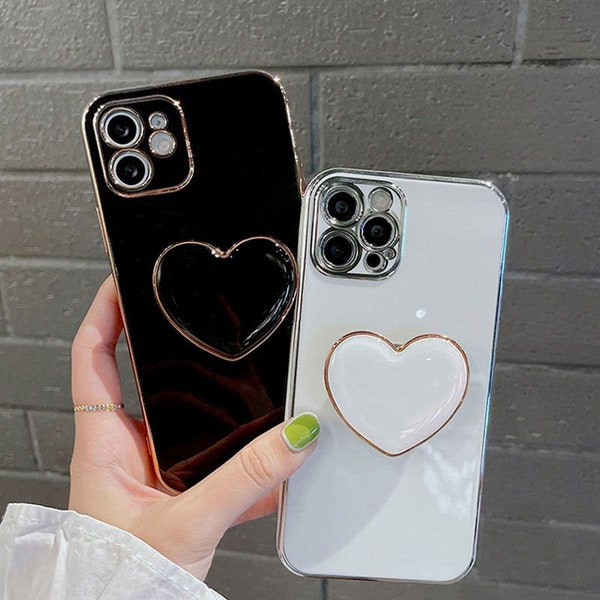 Luxury Silicone Phone Case With Heart Phone Grip