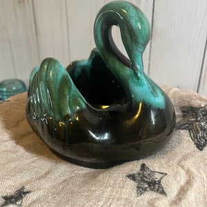 Blaue Tropfglasur-Keramik von BMP - Schwan