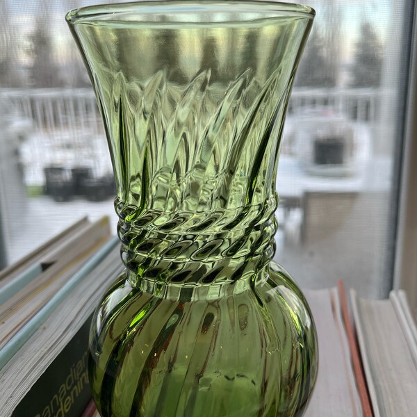 Vintage Green Glass Vase