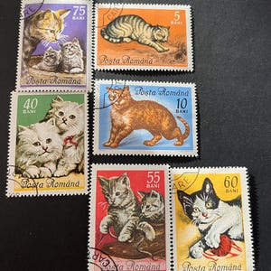 Tampons vintage Scapbook Supplies - Set de 6 tampons Roumanie Chat