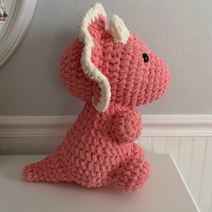 Pink and White Crochet Triceratops
