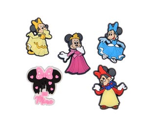 Minnie Princess Croc Charms – Set of 5 | Disney Princess-Inspired Minnie Mouse Shoe Charms | Crocs Accessories | “Be Mine” Valentine Charm