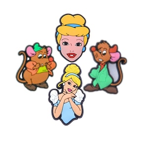 Cinderella Croc Charms – Set of 4 | Princess & Mice Shoe Charms | Fits Crocs | Disney Fairytale Accessories