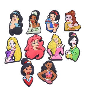 Complete Princess Shoe Charm Set – 10-Piece PVC Rubber Charms for Crocs & Accessories | Perfect for Girls, Gifts, and Collectors!