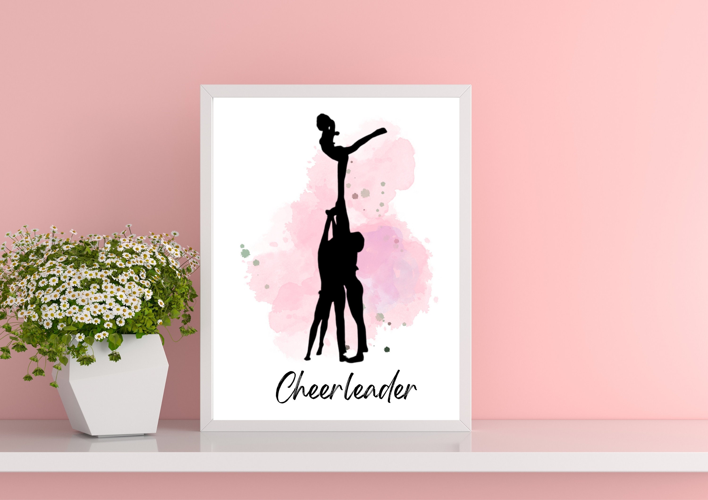 Pink Cheerleader Arabesque Lift Stunt Wallpaper Cheerleading - Etsy
