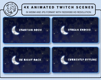 Twitch-scènes | Prachtige nacht met wolkenanimatie | Twitch-geanimeerd scherm