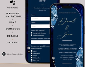 Digital Wedding Invitation & RSVP - Mini Wedding Website, Rustic Modern - Personalized Electronic Mobile Invite