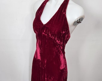 Ruby Red Velvet Maxi Halter Dress for The Holidays