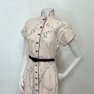 1950s Fit and Flair Asian Inspired Dress with Mandarin Collar and Pockets!!