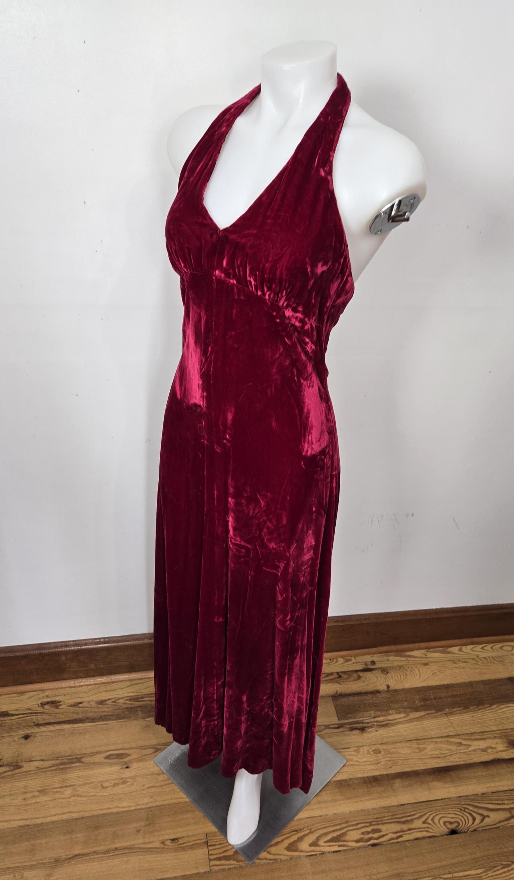 red velvet halter dress Ruby Maxi for The Holidays Finished with a layered