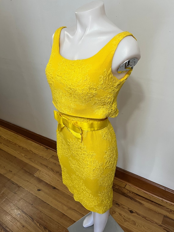 1960's Yellow Crepe Wiggle Dress