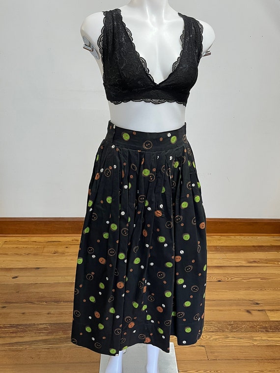 Button Print Cotton Skirt