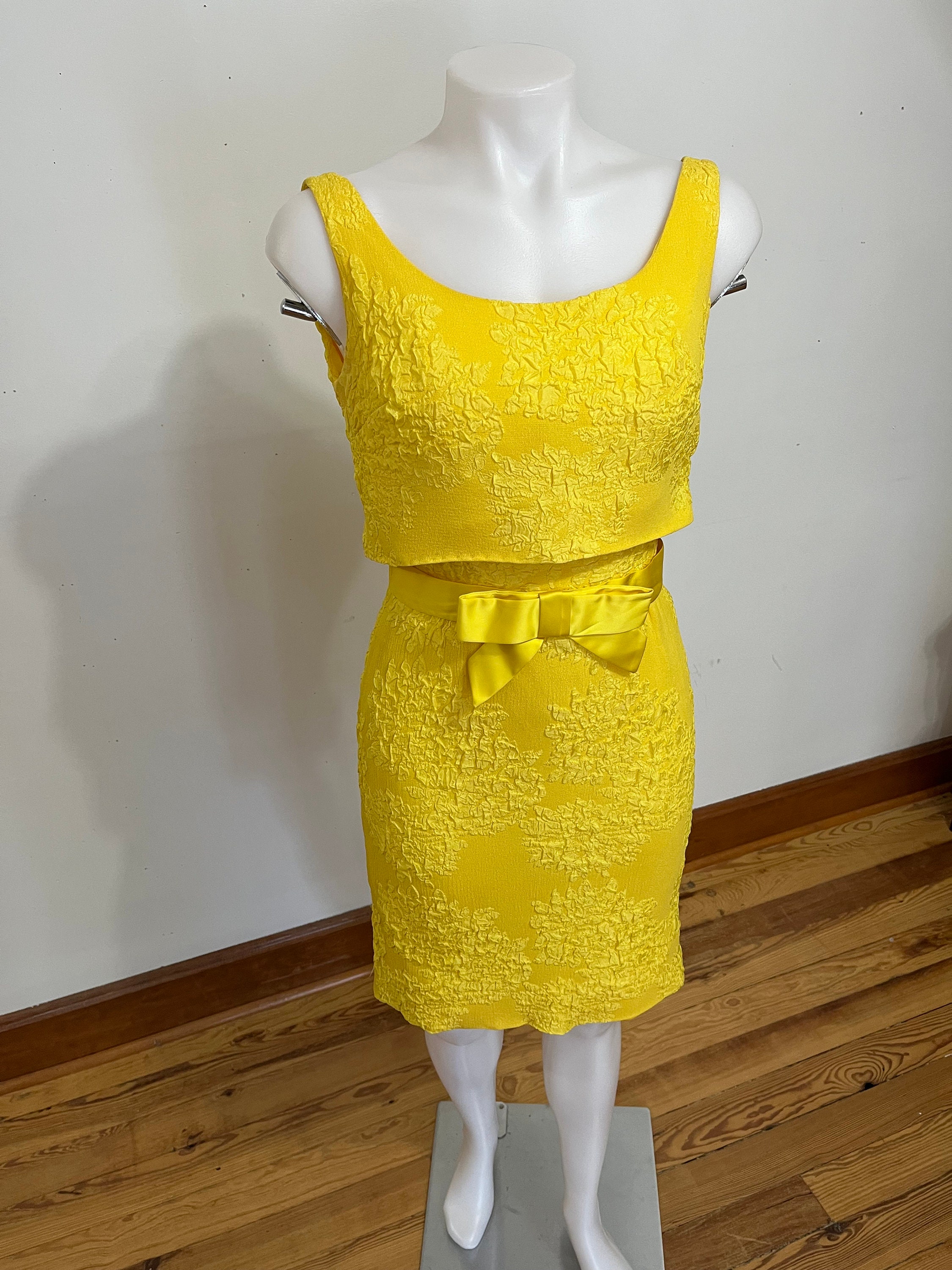 1960's Yellow Crepe Wiggle Dress - Etsy
