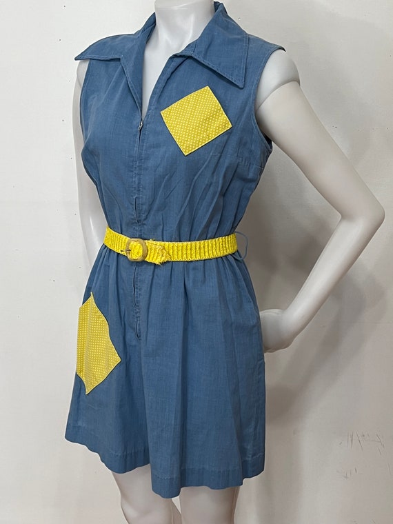 Loungees 1950s Chambray Romper with Patch Pockets - image 2