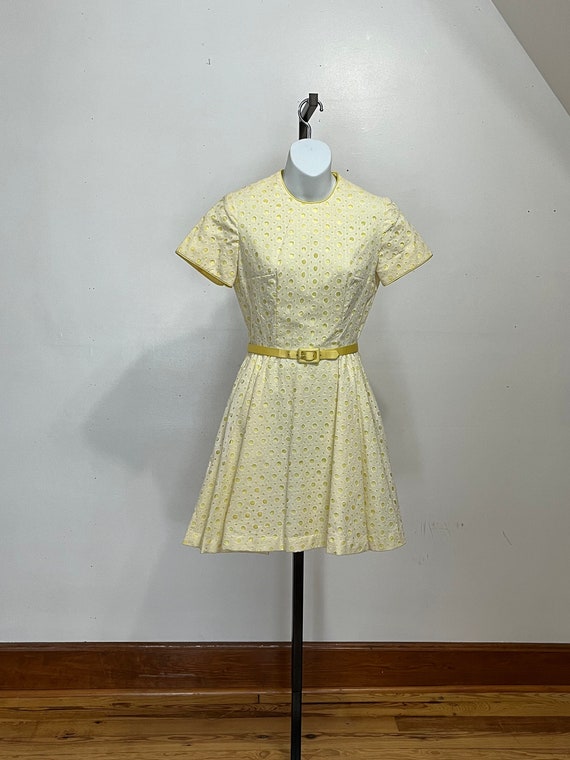 Junior Buttery Yellow Eyelet Dress with Bow