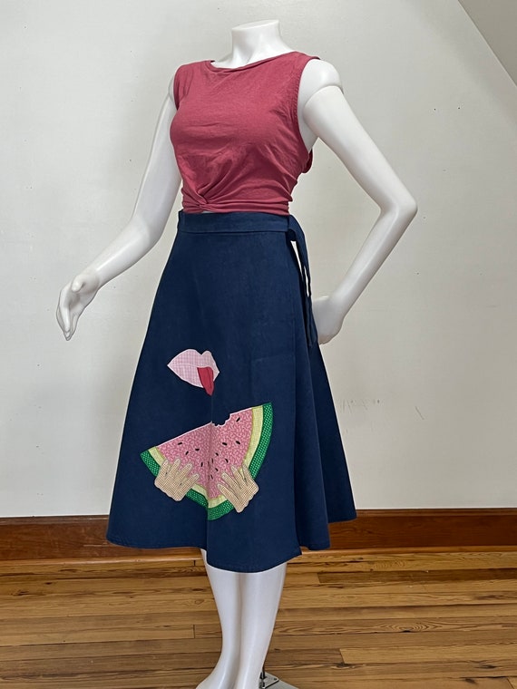 Watermelon Denim Wrap Skirt - image 4