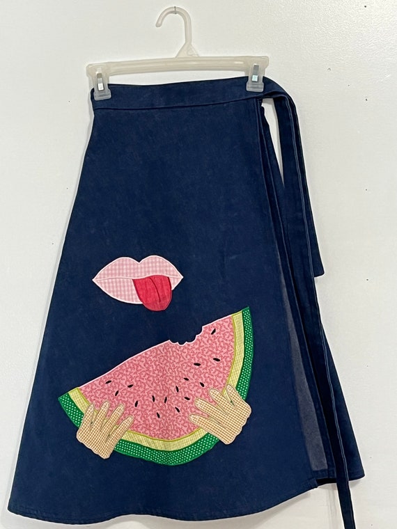 Watermelon Denim Wrap Skirt - image 10