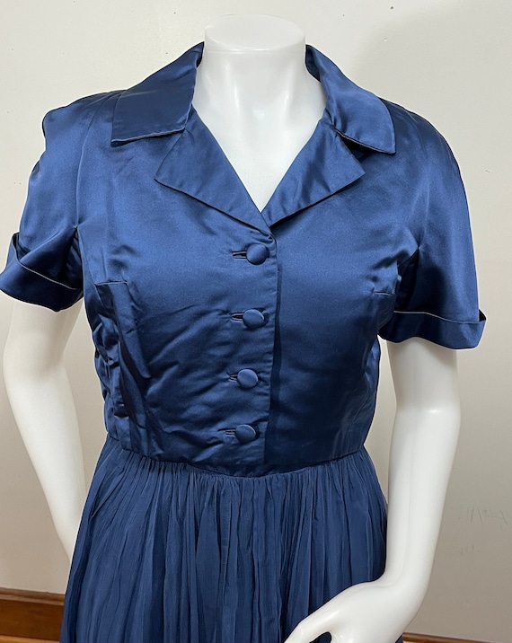 Midcentury L.S. Ayres Blue 2 Piece Silk/Chiffon/Sa