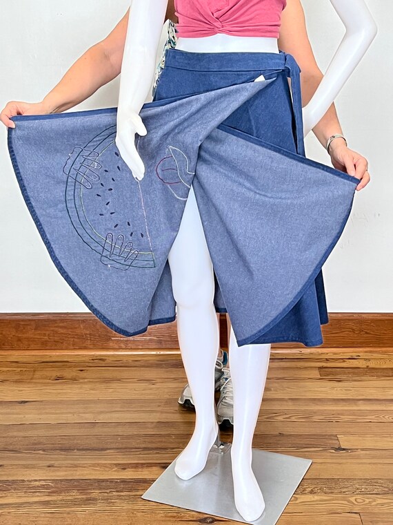 Watermelon Denim Wrap Skirt - image 5