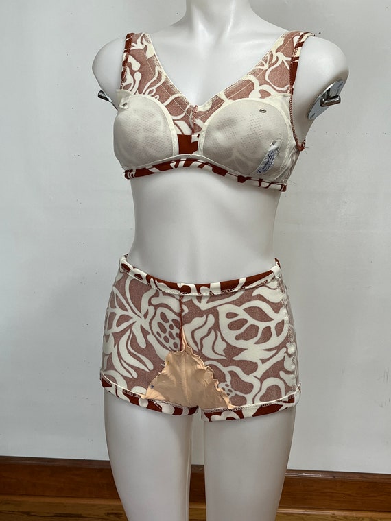 Midcentury Robby Len Brown Graphic Print Swim Suit - image 7