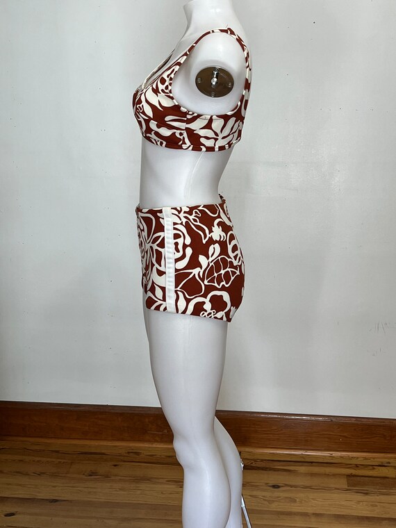 Midcentury Robby Len Brown Graphic Print Swim Suit - image 2