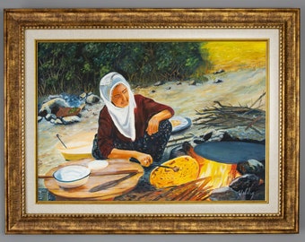 Anatolian Bread Maker - A Masterpiece in Oil Painting! / Original Handmade Oil Painting On Canvas Signed