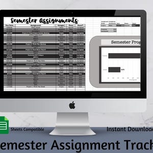 Google Sheets School Planner for Students, Track Assignments, Automatically Calculate Grades, Assignment Spreadsheet, Semester Planner