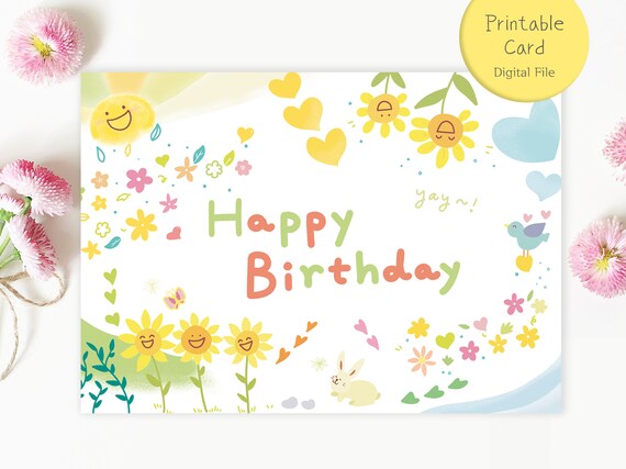 Printable Lovely Birthday Card Happy Birthday Card Instant - Etsy
