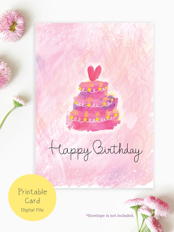 PRINTABLE Mom Birthday Card Pink Cute Birthday Card Digital