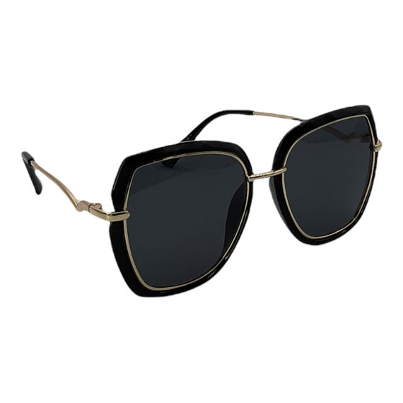 Black and gold hexagon sunglasses hot sale