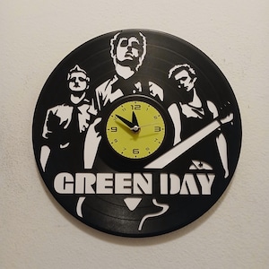 GREEN Rock Band  Vinyl Record LP Clock Upcycled