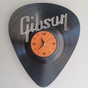 GUITAR  pick vinyl record clock