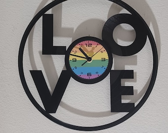 LOVE , Pride Vinyl Lp Clock LGBTQ