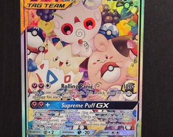 Tarjeta personalizada texturizada de Togepi y Cleffa e Igglybuff-GX · Eclipse cósmico (CEC) n.° 143a