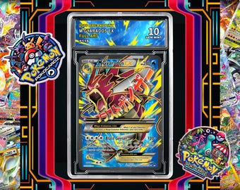 M Gyarados-EX · BREAKpoint (BKP) #115 Proxy Card + Grading Slab + Custom Label-(Full Holographic)