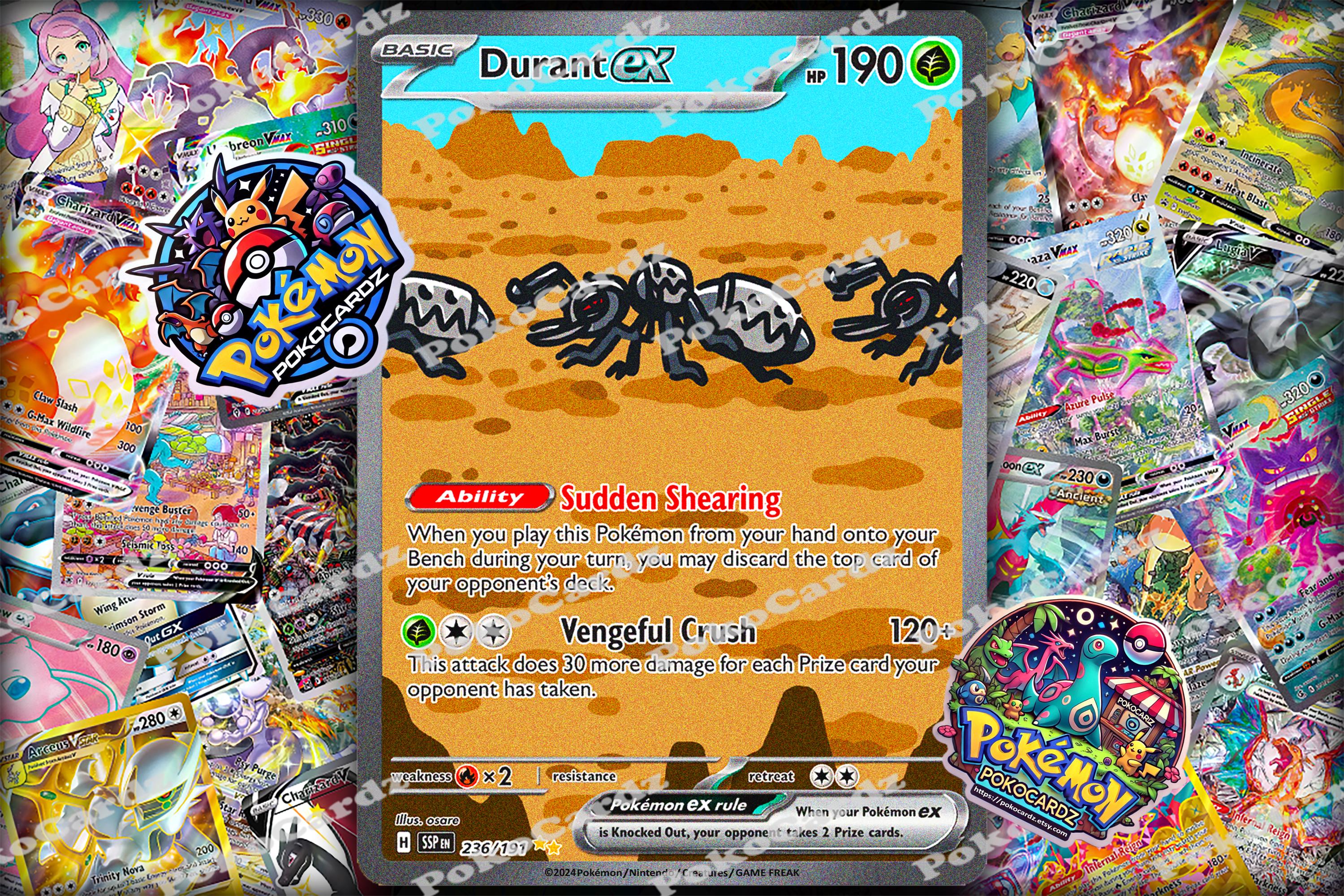 durant ex pokemon card price SV08: Surging Sparks Ultra Rare Holofoil 215/191 NM [Grass] Durant ex SAR 130/106 SV8