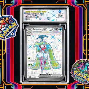Tsareena ex · Paradox Rift (PAR) #220 Proxy Card + Grading Slab + Custom Label-(Full Holographic)