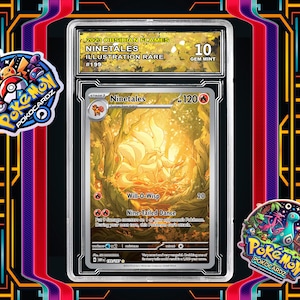 Ninetales · Obsidian Flames (OBF) #199 Proxy Karte + Grading Slab + Individuelles Label (voll holographisch)