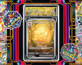 Ninetales · Obsidian Flames (OBF) #199 Proxy Card + Grading Slab + Etichetta personalizzata (completamente olografica)