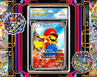 Mario Pikachu - XY Promo #294 Proxy Card + Grading Slab + Custom Label-(Full Holographic)