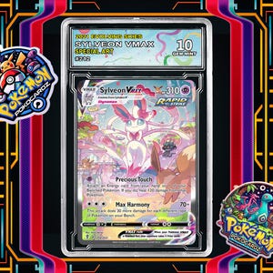 Sylveon VMAX · Evolving Skies (EVS) #212 Proxy Card + Grading Slab + Custom Label-(Full Holographic)