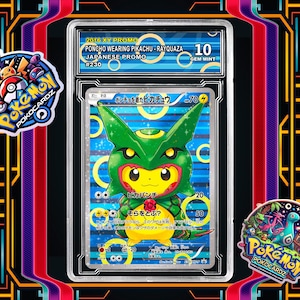 Pikachu con poncho - Tarjeta de representación XY-P Promo 230 + Placa de clasificación + Etiqueta personalizada (holográfica completa)