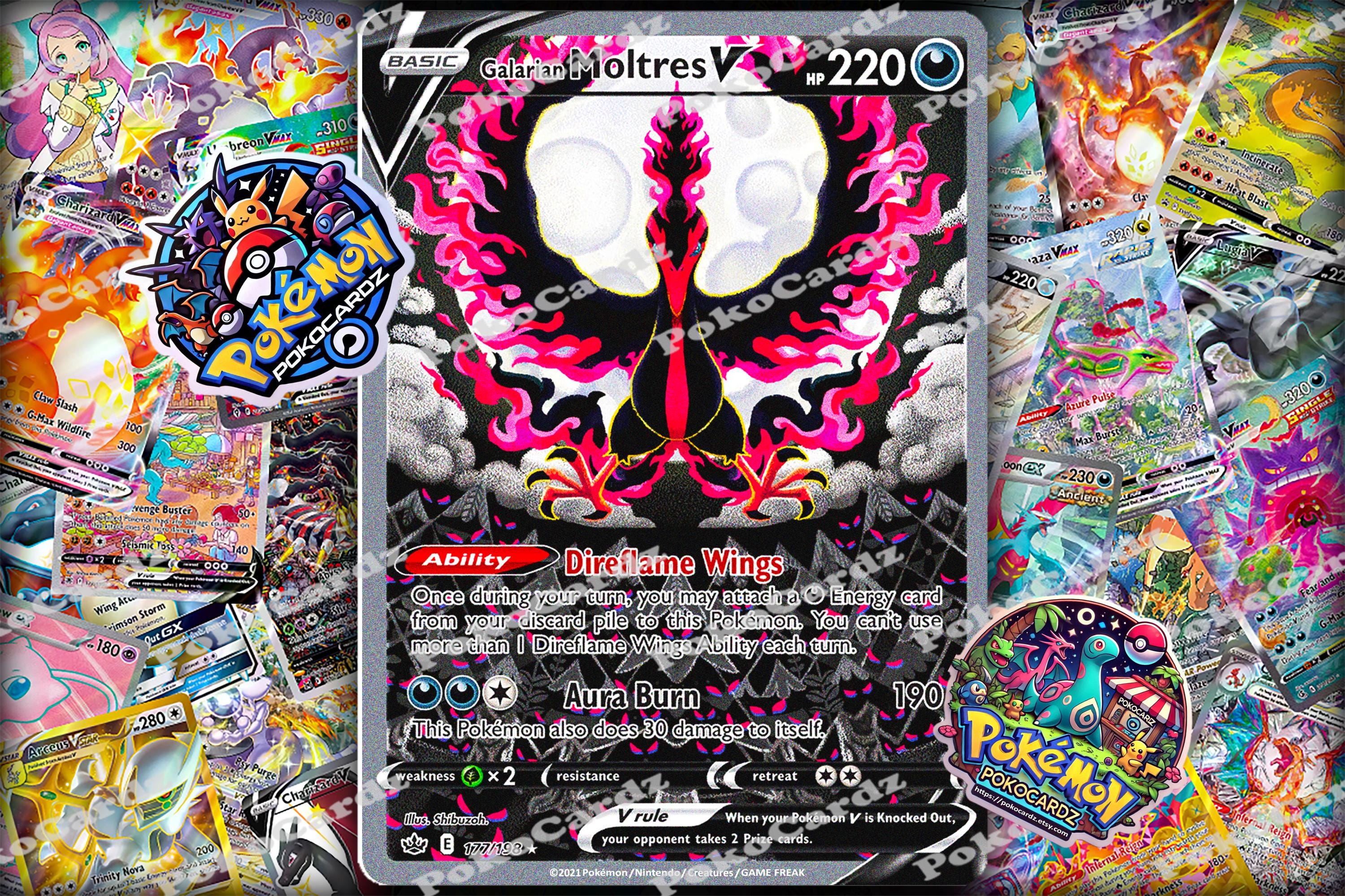 galarian moltres v pokemon card Pokemon Galarian Moltres V SWSH Chilling Reign Holo Ultra Rare 177/198 NM