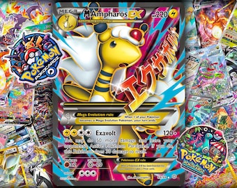 mega ampharos pokemon card PSA 8 Mega M Ampharos EX - 88/98 Full Art Ultra Rare main image 0